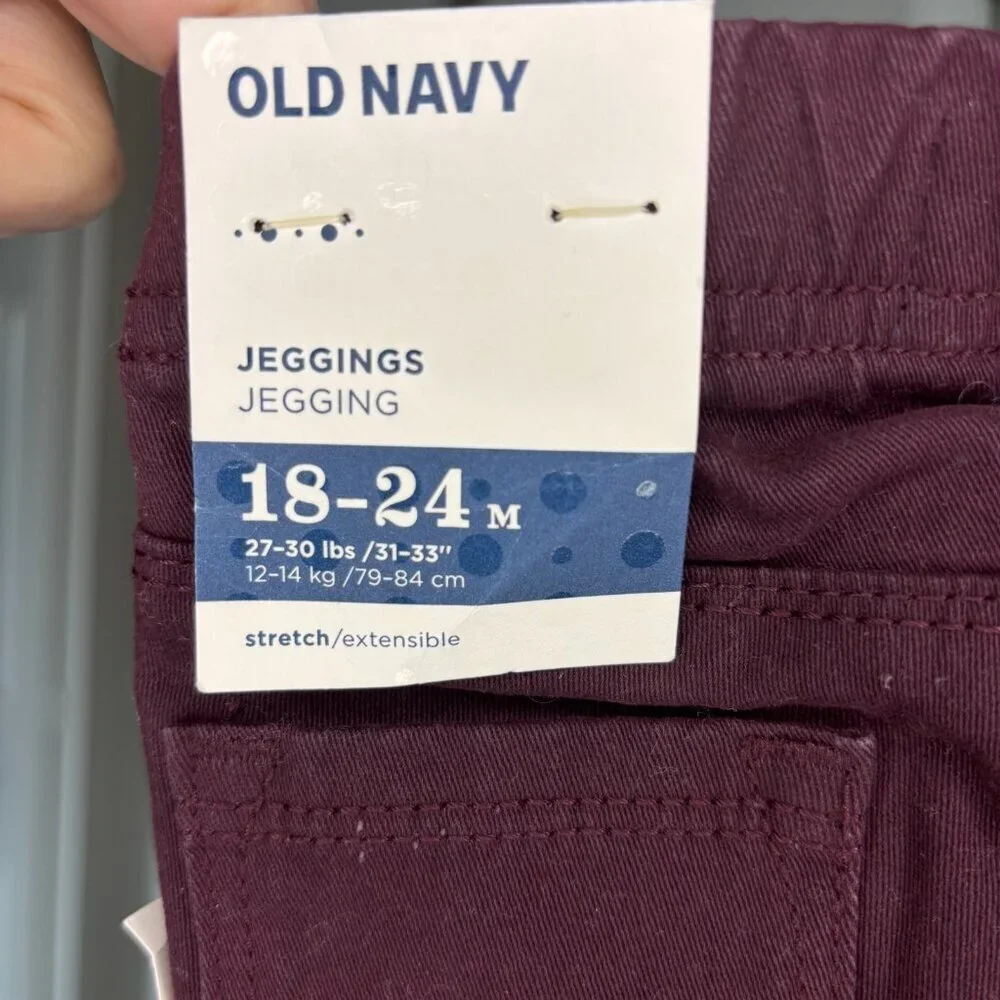 OLD NAVY NEW Jeggings Baby FGirl 18-24 Months Burgundy Stretch Elastic